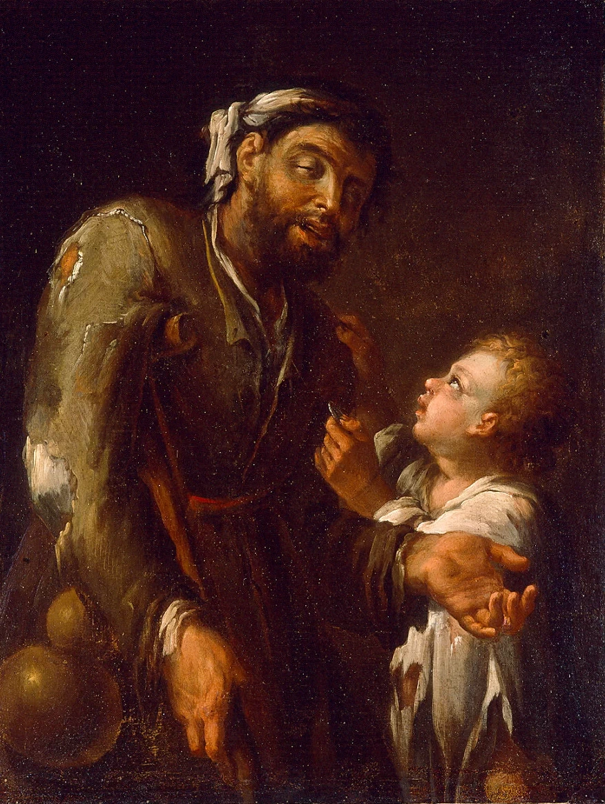 Fanciullo dona una moneta a un mendicante cieco - Palazzo della Pilotta, Parma